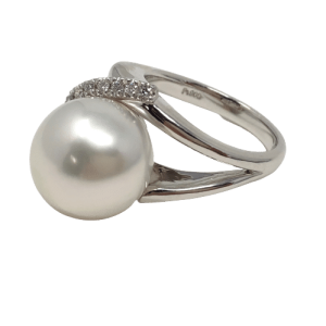 South Sea Pearl Platinum Diamond Ring (R13)