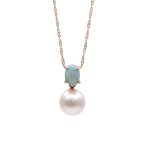 White Akoya Pearl Gold Opal Pendant (P43)