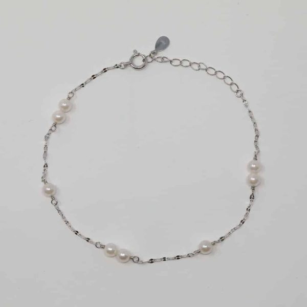 White Akoya Pearl Gold Station Bracelet (BL10) - Image 6