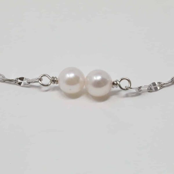 White Akoya Pearl Gold Station Bracelet (BL10) - Image 3
