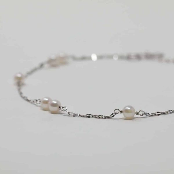 White Akoya Pearl Gold Station Bracelet (BL10) - Image 4