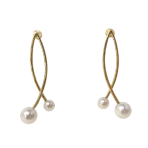 Shizuku White Gold Akoya Pearl Earrings (E44)