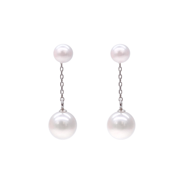 White Akoya Pearl White Gold Earring E16