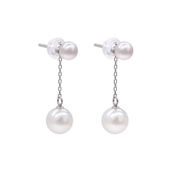 White Akoya Pearl White Gold Earrings (E16) - Image 2