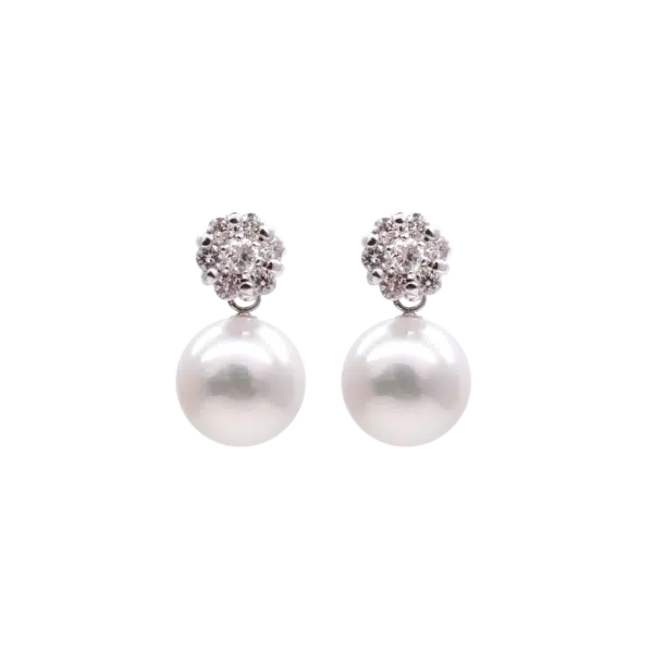 Akoya Pearl Diamond White Gold Earring E24