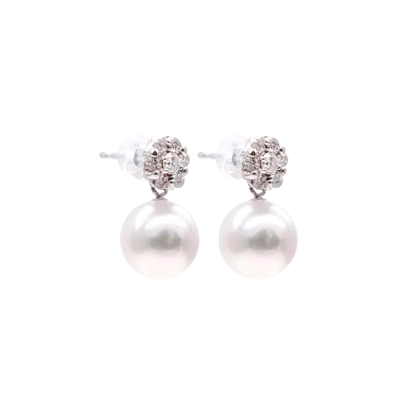 Akoya Pearl Diamond White Gold Earring E24