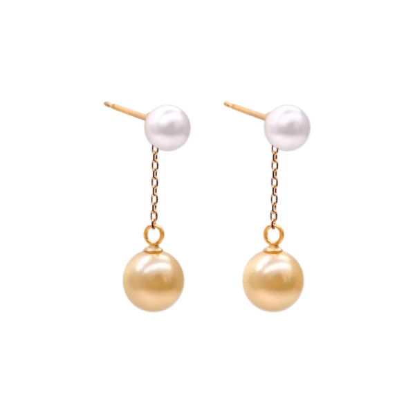 White and Gold Akoya Pearl K18 Gold Earring E9