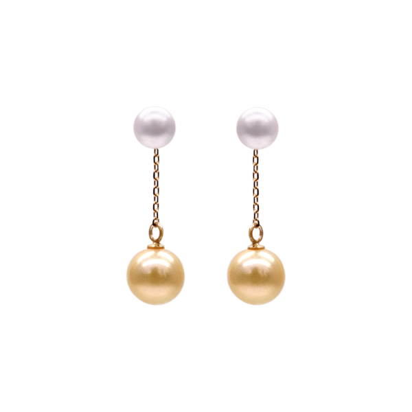 Gold White Akoya Pearl Gold Earrings (E9)