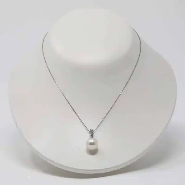 White South Sea Pearl White Gold Diamond Pendant (P20) - Image 5