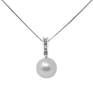 White South Sea Pearl White Gold Diamond Pendant (P20)