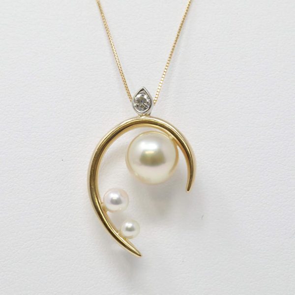 Shizuku White Akoya Pearl Gold Pendant (P24) - Image 2