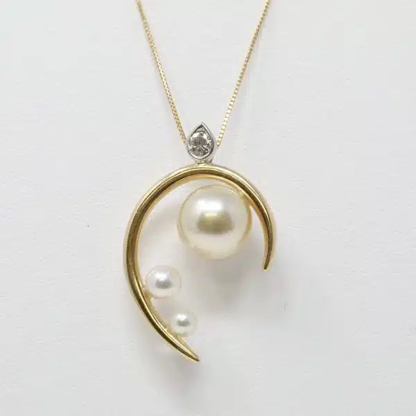 Shizuku White Akoya Pearl Gold Pendant (P24) - Image 2