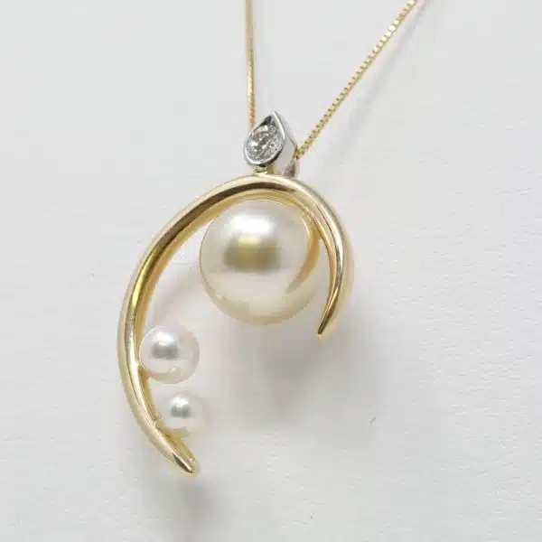 Shizuku White Akoya Pearl Gold Pendant (P24) - Image 3