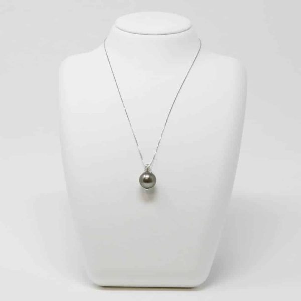 Black South Sea Pearl White Gold Diamond Pendant (P3) - Image 8