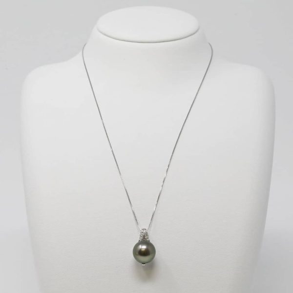 Black South Sea Pearl White Gold Diamond Pendant (P3) - Image 2