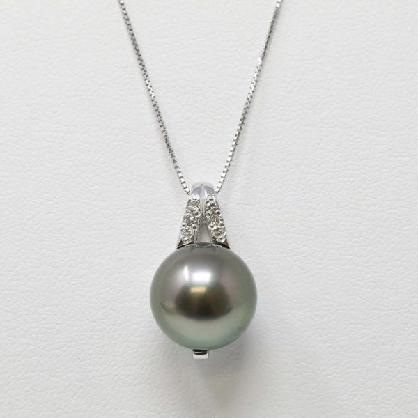 Black South Sea Pearl White Gold Diamond Pendant (P3) - Image 3