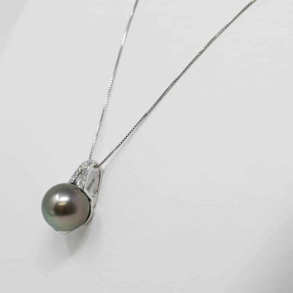 Black South Sea Pearl White Gold Diamond Pendant (P3) - Image 4