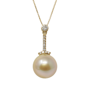 Gold South Sea Pearl Gold Diamond Pendant (P5)