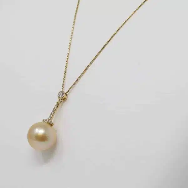 Gold South Sea Pearl Gold Diamond Pendant (P5) - Image 3