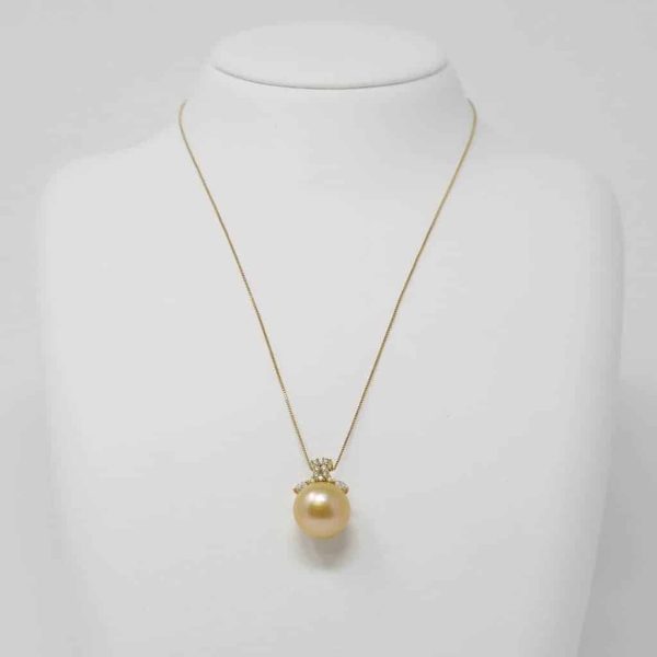 Gold South Sea Pearl Gold Diamond Pendant (P6) - Image 2
