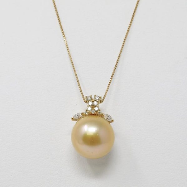 Gold South Sea Pearl Gold Diamond Pendant (P6) - Image 3
