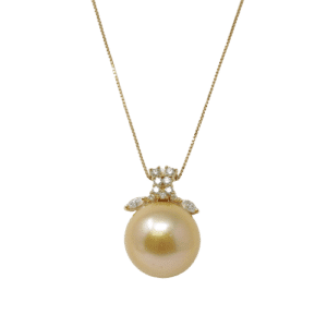 Gold South Sea Pearl Gold Diamond Pendant (P6)
