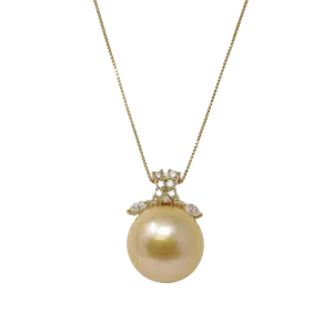 Gold South Sea Pearl Gold Diamond Pendant (P6)