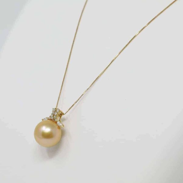 Gold South Sea Pearl Gold Diamond Pendant (P6) - Image 4