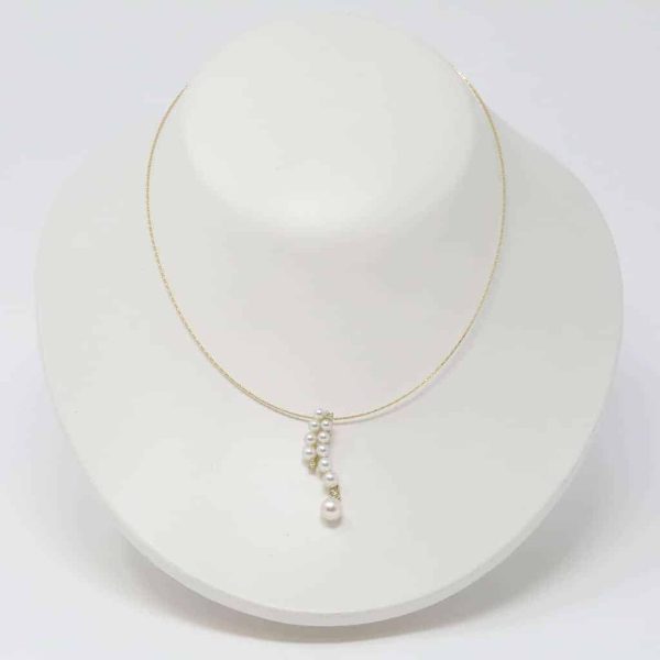 White Akoya Pearl Gold Diamond Pendant (P8) - Image 5