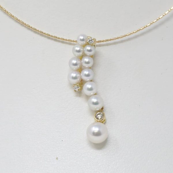 White Akoya Pearl Gold Diamond Pendant (P8) - Image 3