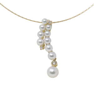 White Akoya Pearl Gold Diamond Pendant (P8)