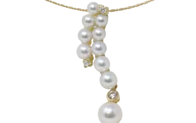 White Akoya Pearl Gold Diamond Pendant (P8)