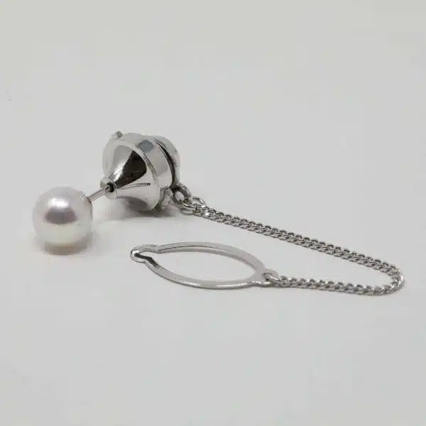 White Akoya Pearl Silver Tie Tack (S2) - Image 5
