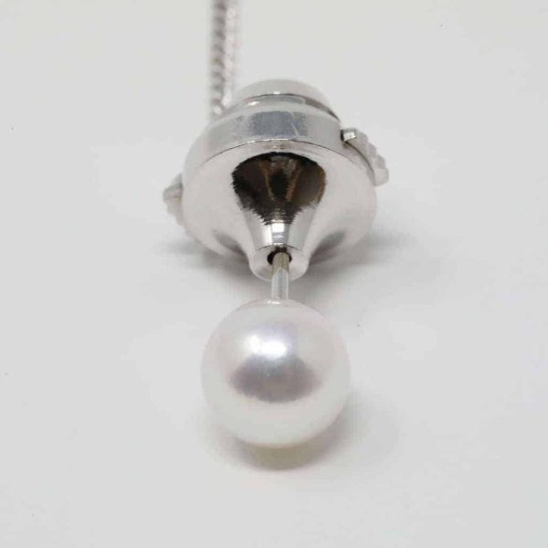 White Akoya Pearl Silver Tie Tack (S2) - Image 2