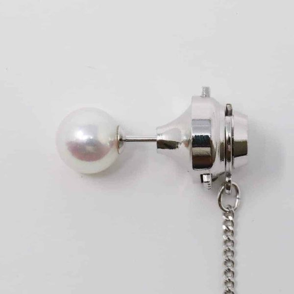 White Akoya Pearl Silver Tie Tack (S2) - Image 3