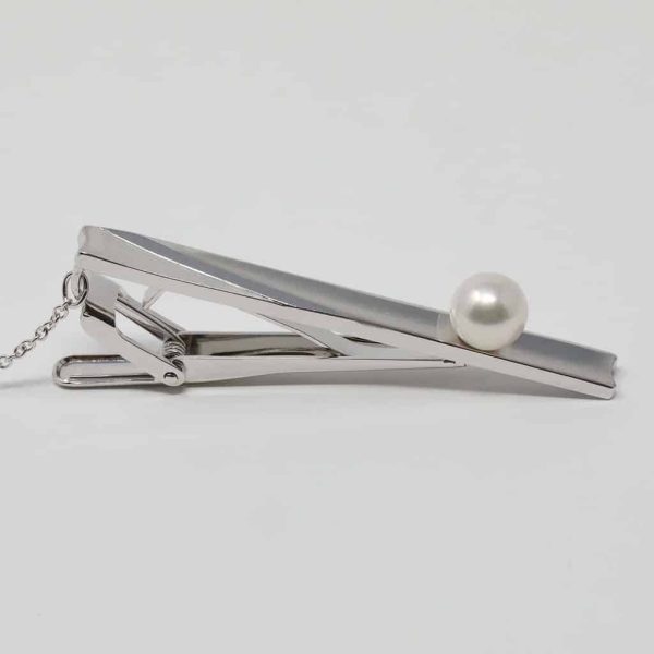 White Akoya Pearl Silver Tie Pin Cuffs (S3) - Image 3