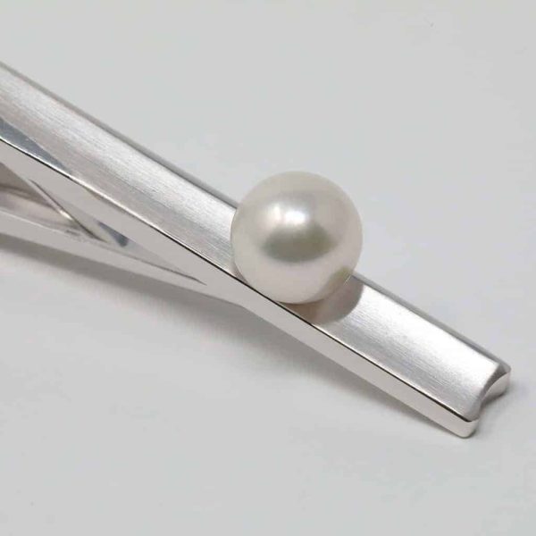 White Akoya Pearl Silver Tie Pin Cuffs (S3) - Image 4