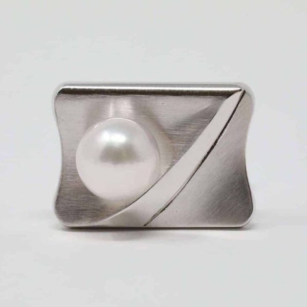 White Akoya Pearl Silver Tie Pin Cuffs (S3) - Image 6