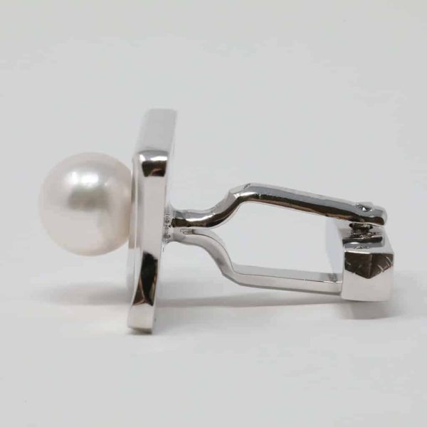 White Akoya Pearl Silver Tie Pin Cuffs (S3) - Image 7