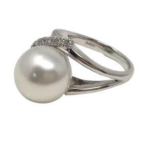 South Sea Pearl Platinum Diamond Ring (R13)