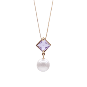 White Akoya Pearl Gold Gemstone Pendant (P44)