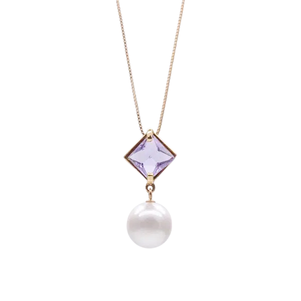 White Akoya Pearl Gold Gemstone Pendant (P44)