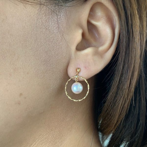 Shizuku White Akoya Pearl Gold Earrings (E49) - Image 2