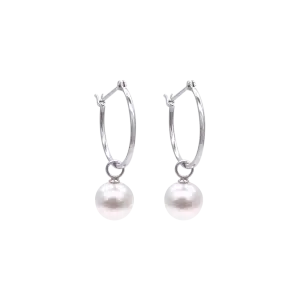 White Akoya Pearl Gold Earrings (E69)