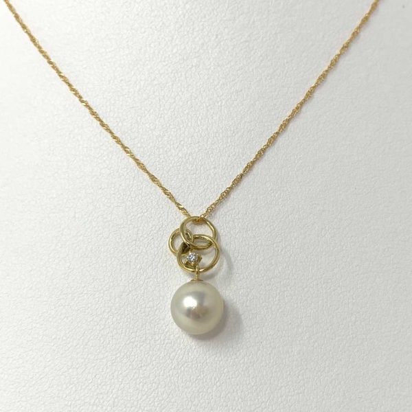 White Akoya Pearl Gold Diamond Pendant (P61) - Image 4