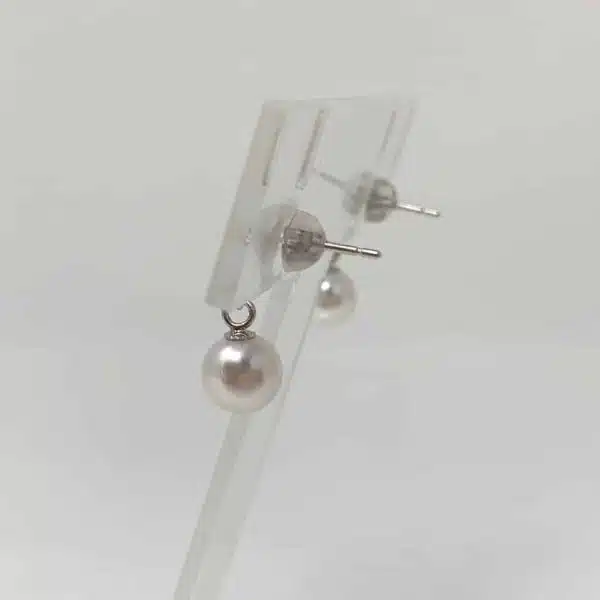 White Akoya Pearl Silver Earrings (E60) - Image 3