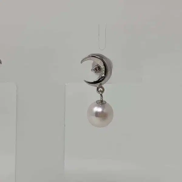 White Akoya Pearl Silver Earrings (E60) - Image 4