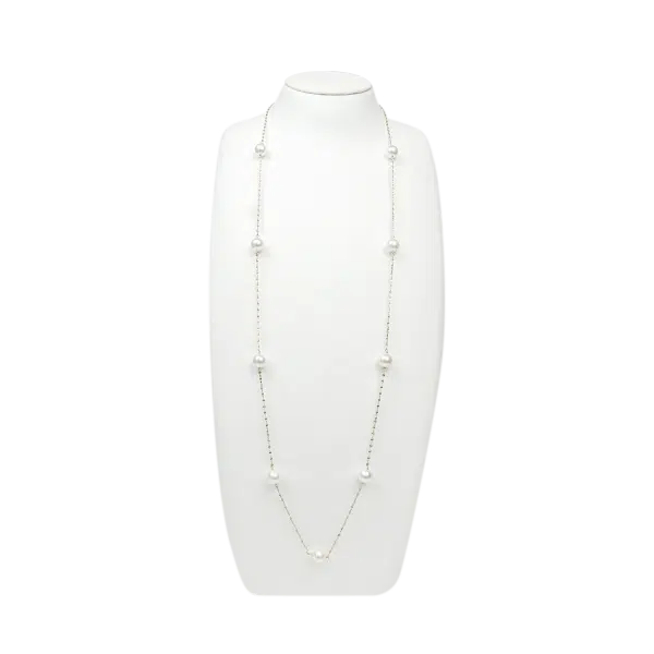 Akoya Pearl K18 Gold Station Necklace N25