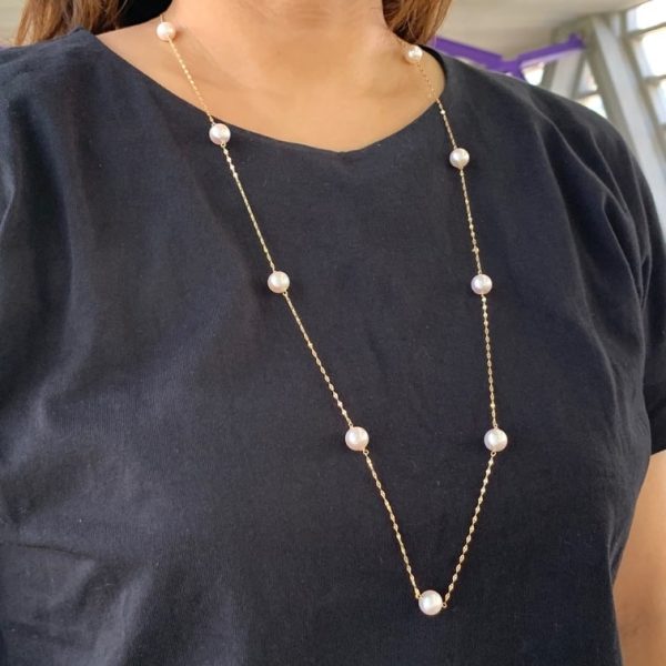 White Akoya Pearl Station Necklace (N25) - Image 5