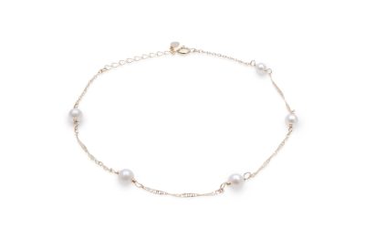 White Akoya Pearl Gold Station Bracelet (BL17)
